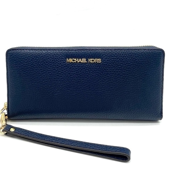 Michael Kors Large Continental Wallet Wristlet Navy Blue (NWT) - Picture 1 of 8